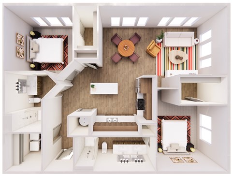 Floor plan for 2 beds, 2 baths, 1331 sqft